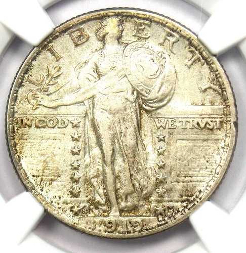 1919-S スタンディング リバティ クォーター 25 セント コイン - NGC AU 詳細認定 - 希少な日付!