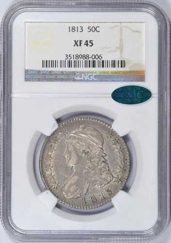 1813年 キャップドバスト ハーフドル NGC XF45 CAC チョイスコイン｜WORLD RESOURCE【QUEEN店】