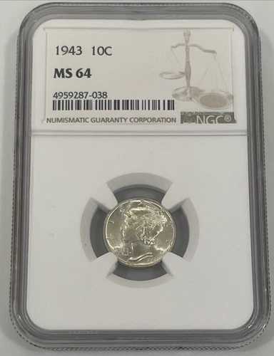 1943年 NGC 米国 10セント マーキュリーダイム (MS 64)｜WORLD RESOURCE【QUEEN店】