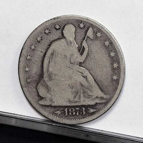 1873年-CC リバティ座像ハーフダラー-VF 細部クリーニング済み (#58279-L)-