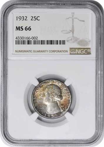 1932年ワシントン銀貨25セント MS66 NGC 186,450円