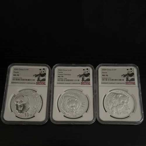 中国製 S10Y パンダ 3枚セット┃2002、2003、2004┃特別ラベル NGC MS70