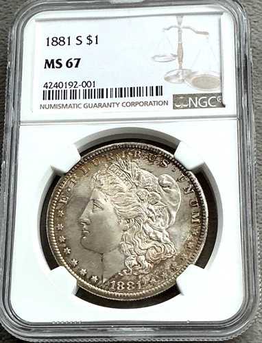 1881-S モルガン銀貨 NGC MS67 ライトトーニング 高品位銀貨