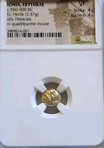 イオニア エリュトライ ヘラクレス ヘクテ NGC VF 4/4 古代エレクトラムコイン