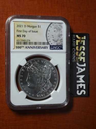 2021年 1ドル D シルバー モルガン・ダラー NGC MS70 発行初日 FDI デンバー