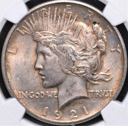 1921年 ピース・ダラー高浮き彫り NGC MS 62 銀灰色、小麦模様