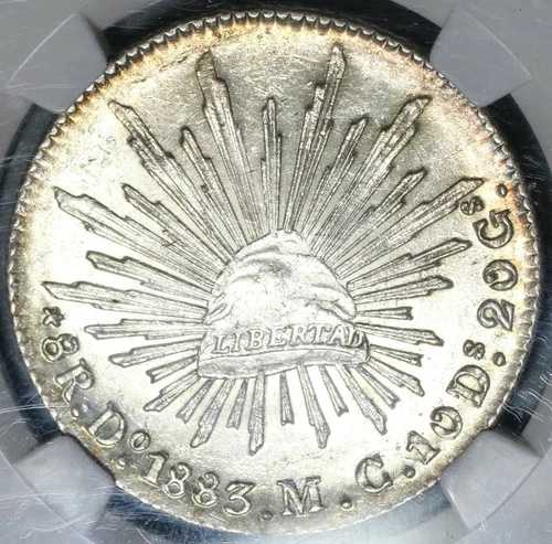 1883年-Do NGC MS 62 メキシコ 8レアル デュランゴ造幣局 光沢銀貨 (20011002C)
