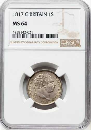 英国 - 1817 ジョージ 3 世シリング - NGC MS64 - 驚くほど美しい柔らかな色調の宝石!