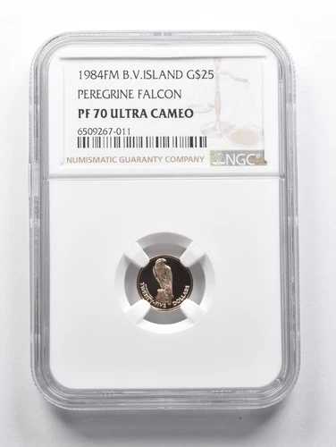 PF70 UCAM 1984 FM B.V. アイランド $25 ゴールド ハヤブサ NGC *1563