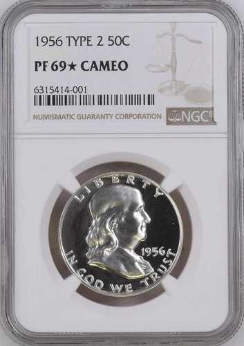 :1956-P 50セント フランクリン ハーフダラー NGC PF69*CAM タイプ2 ハイレリーフ イーグル R5 トップポップ 187,000円