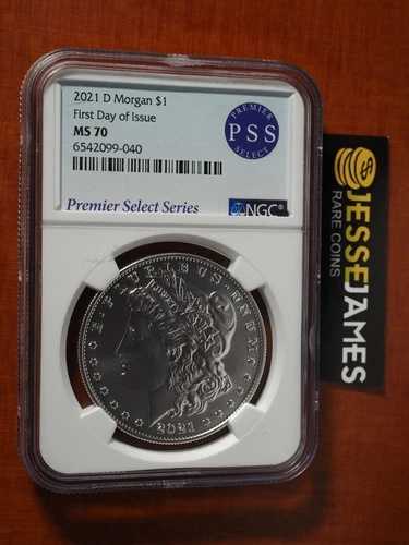 2021年 1ドル D シルバー モルガン・ダラー NGC MS70 発行初日 FDI デンバー