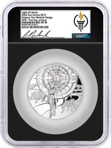 2024 サモア 5 オンス シルバー ライト オブ リバティ ナターニャ ヴァン ニーケルク NGC PF70 UHR FDOI !
