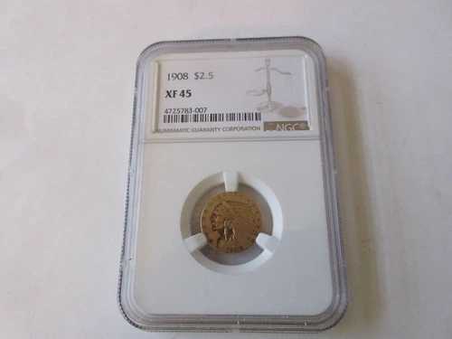 1908年 2.5ドル金貨 XF 45 インディアンヘッドクォーターイーグル NGC|WORLD RESOURCE【QUEEN店】