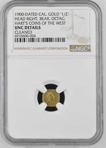 R8! 1900 1/2 カリフォルニア フラクショナル ゴールド ヘッド ライト / ハーツ / NGC UNC - ゴールド!