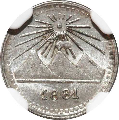 X3389 2nd TOP POP グアテマラ 1/4インチ 実物 太陽と3つの火山 1881 NGC MS65 -＞ オファー- 157,850円
