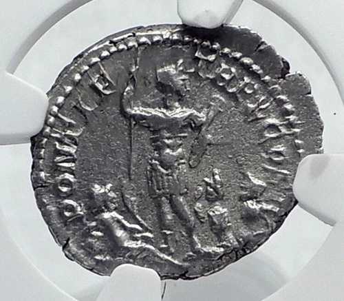 カラカラ捕虜と河神 古代ローマ 207年 銀貨 NGC i81697