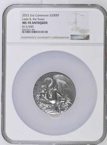 レダと白鳥 天上の美女 銀貨 カメルーン 2023年/NGC MS70