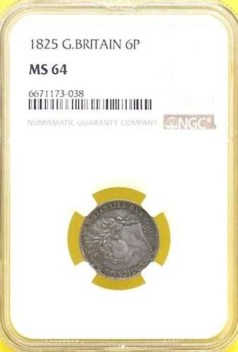 1825年 シックスペンス NGC MS64 ジョージ4世