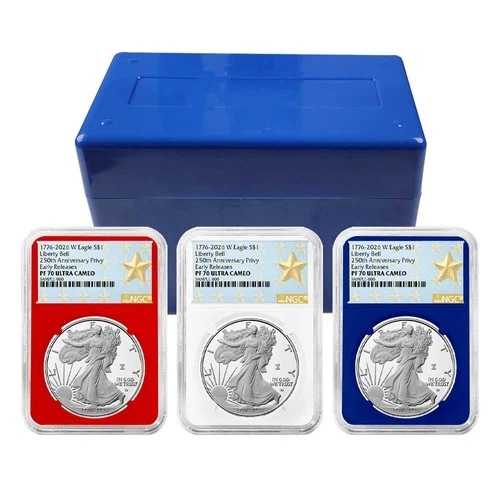 プレセール - 2026-W プルーフ $1 アメリカン シルバー イーグル 3枚セット NGC PF70UC ER West｜WORLD RESOURCE【QUEEN店】