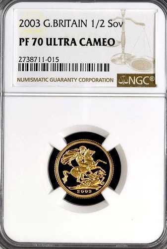 2003年 ゴールド ソブリン ハーフプルーフ 1/2 NGC PF70 ウルトラカメオ 英国王立造幣局