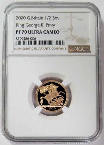 2020年 ゴールド グレートブリテン プルーフ キングジョージ3世 寵臣 1/2 ソブリン NGC PF 70 UC｜WORLD RESOURCE【QUEEN店】