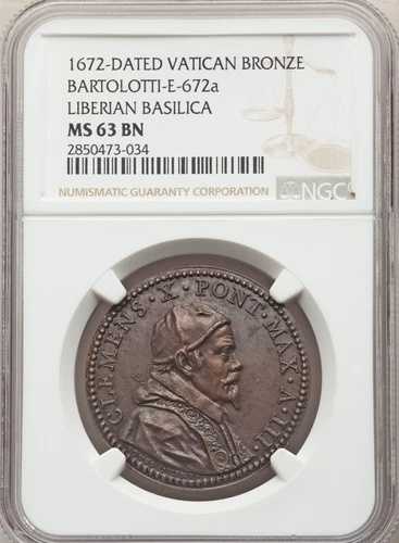 1672年 バチカン - 教皇クレメンス10世 - ブロンズメダル - リベリア大聖堂 - NGC MS63BN｜WORLD RESOURCE【QUEEN店】