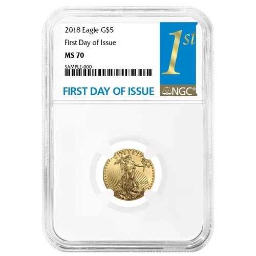 2018年 5ドル アメリカンゴールドイーグル 1/10オンス NGC MS70 FDIファーストラベル 171,600円