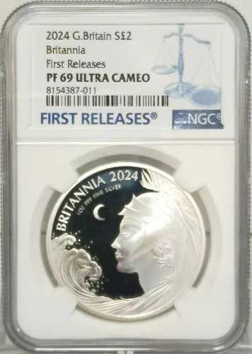 2024年 ブリタニア 2ポンド プルーフ銀貨 NGC PF69UCFR / 70｜WORLD RESOURCE【QUEEN店】