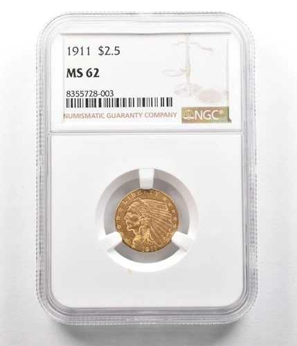 1911年 2.50ドル インディアンヘッド ゴールド クォーターイーグル MS62 NGC *4963
