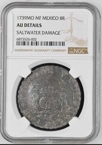 メキシコ 1739年 モナコ 8レアル シルバーピラー コロニアルコイン AU 詳細
