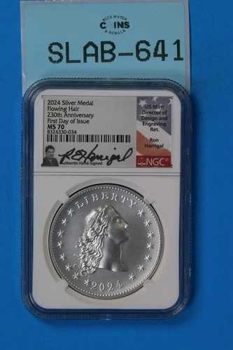 2024年 流髪銀メダル 230周年記念 NGC MS70 FDOI ハリガル SLAB-641