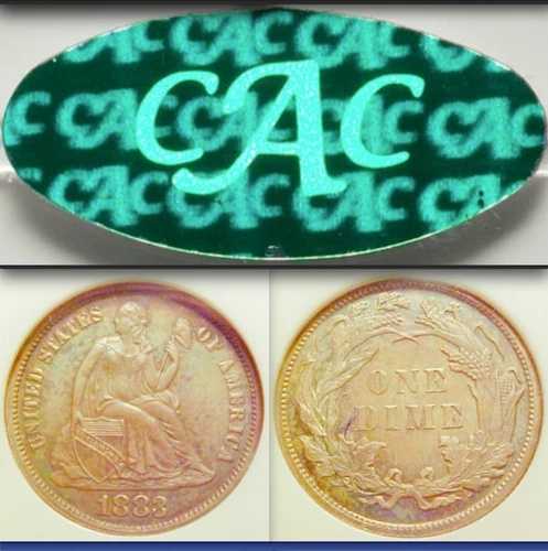 1883 NGC PR64 CAC 1990-スラブ！プルーフ シーテッドダイム - CACポップ NGC & PCGS 161枚中8枚
