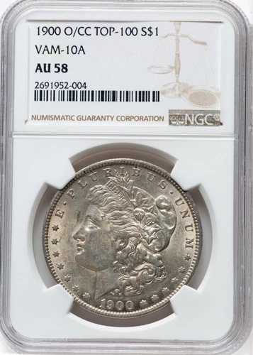 1900-O/CC トップ100 モルガンシルバー 1ドル VAM-10A NGC AU58