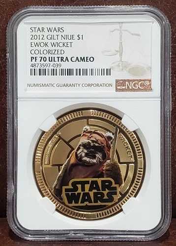 2012年 スター・ウォーズ NGC PF 70 NIUE ギルト 1ドル「イウォーク・ウィケット」カラーライズ / ウルトラカメオ