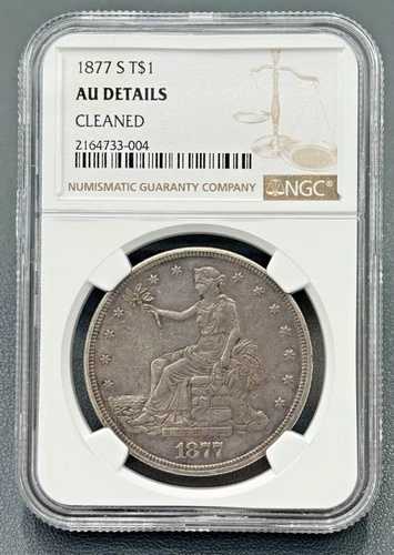 1877年 S T$1 90%銀貿易ドル NGC ほぼ未使用
