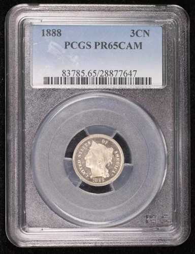 1888年 P ニッケル 3セント硬貨 PCGS PR-65 CAM プルーフ｜WORLD RESOURCE【QUEEN店】