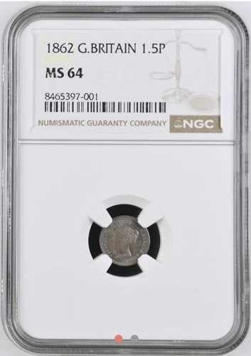 1862年 ヴィクトリア スリーハーフペンス 3/2ペンス 銀貨 英国 NGC MS64｜WORLD RESOURCE【QUEEN店】