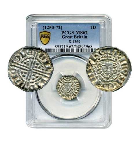 1250-72年 イギリス ペニー、S-1369 - ミントステート、PCGS MS62