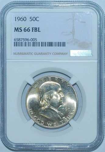 1960年 NGC MS66FBL フルベルライン フランクリン ハーフダラー