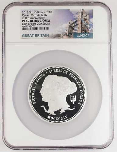 イギリス 2019年 ヴィクトリア女王生誕200周年 5オンス銀貨 NGC PF69 +COA