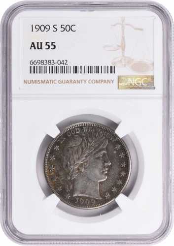 1909-S バーバー シルバー ハーフドル AU55 NGC