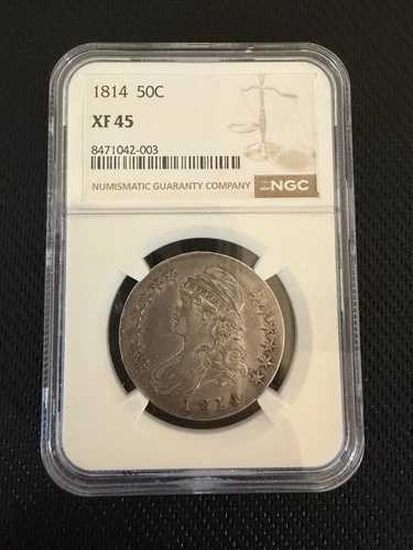 銀貨 NGC XF45 1814 キャップ付き胸像 ハーフドル