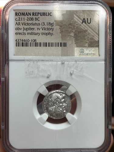 ローマ共和国-VB AR ヴィクトリアトゥス（紀元前211-208年頃）AU NGC
