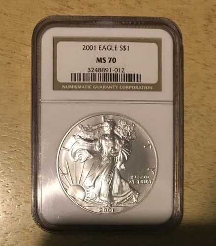 2001年 1ドル アメリカン シルバー イーグル NGC MS70 ブラウンラベル ソープボックスホルダー 172,150円