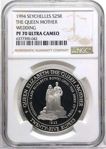 1994年 王妃の結婚式 25ルピー銀貨 NGC PF70UC / 13