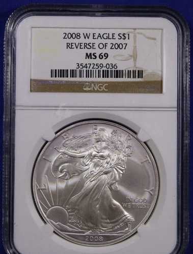 2007 NGC MS69の2008年Wアメリカンシルバーイーグル裏面|WORLD RESOURCE【QUEEN店】