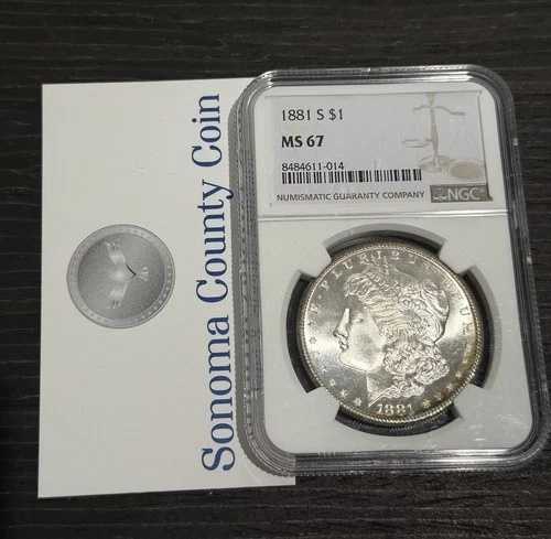 1881 S MS67 モルガン銀貨 NGC