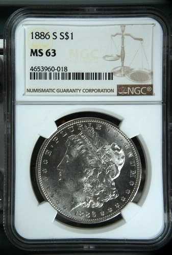 1886-S「キーデート」モルガン銀貨 NGC MS-63 ベターデート ホワイト ナイスストライク