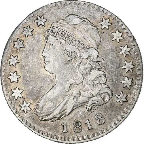 [#135850] アメリカ合衆国、25セント、リバティキャップ、1818年、フィラデルフィア、銀、EF(4