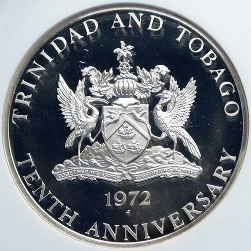 1972年 トリニダード・トバゴ諸島 大型ヴィンテージ プルーフ シルバー 10ドルコイン NGC i87842|WORLD RESOURCE【QUEEN店】